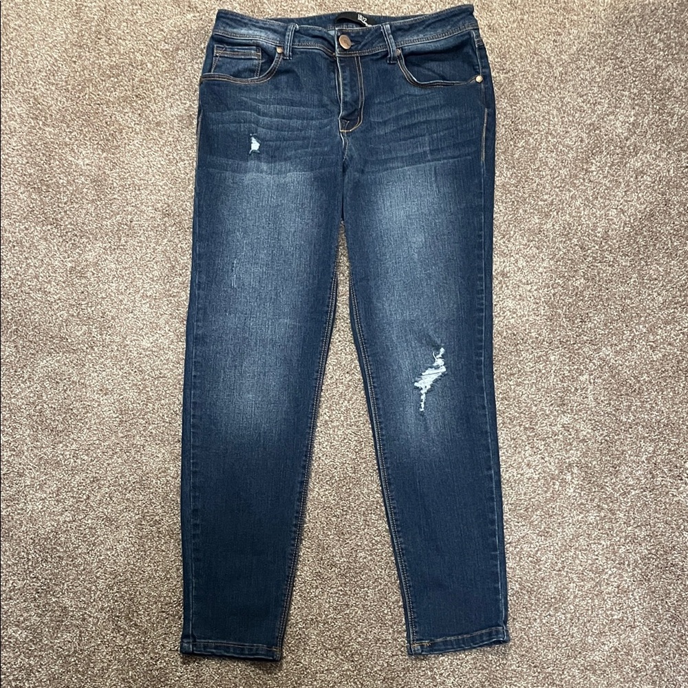 1822 Denim Distressed Dark Blue Skinny Jeans